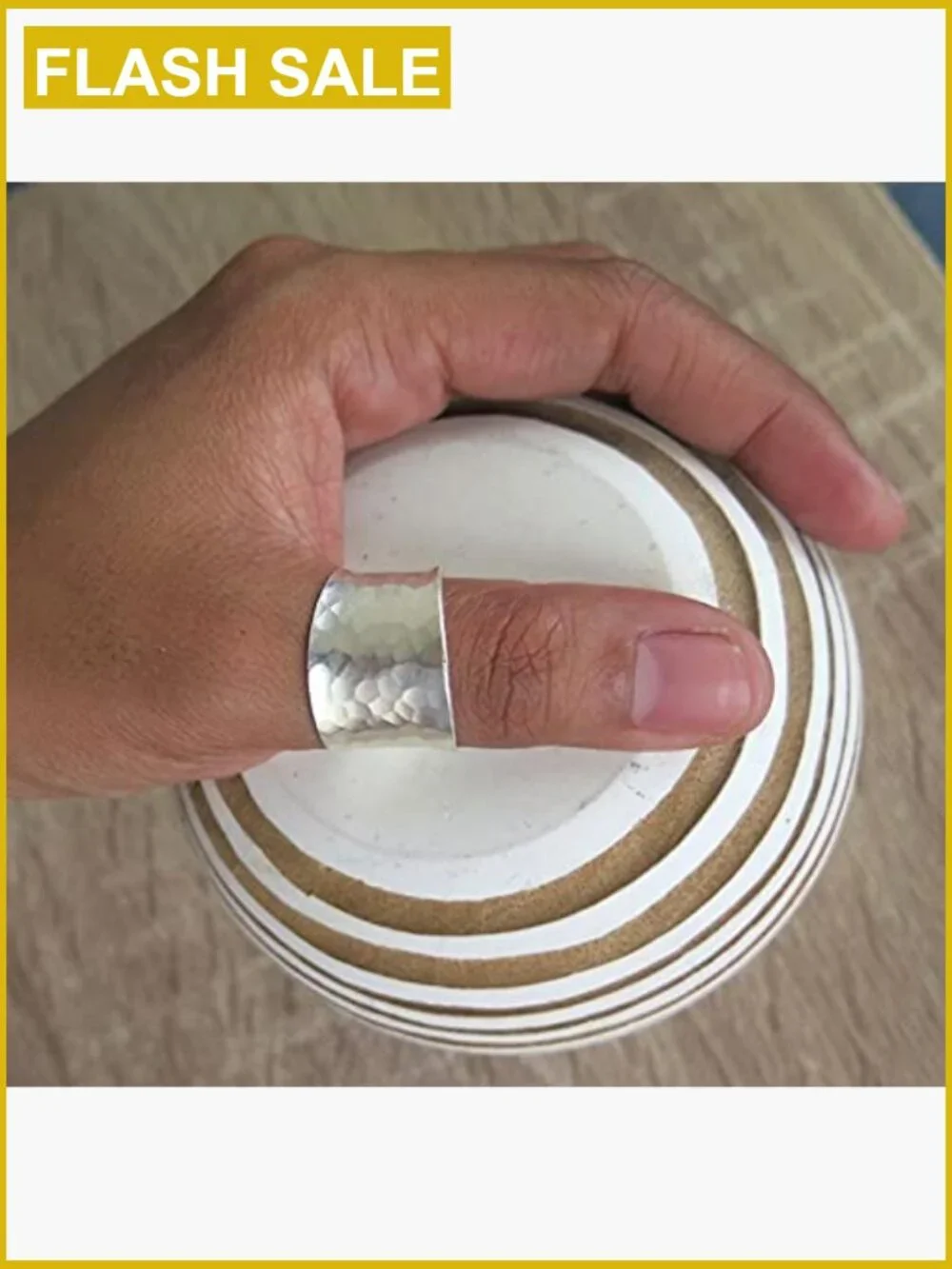 Hammered Sterling Silver Wide Band Ring Adjustable 6-12